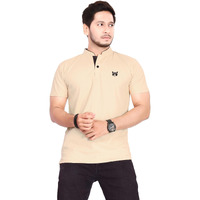 Baghadbillo Mens And Boys Polyster T-Shirt With Mandarin Collared Neck Half Sleeves Closuer Button And Regular Fit | Polo T Shirt For Man | Chiku-S