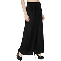 Fashion Gallery Womens Rayon Relaxed Fit Palazzo Pants With Full Length Pull On Closure And Elasticated Flexible Waist|Palazzo Pant For Woman Black