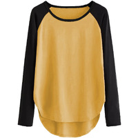 Fabricorn Cotton Mustard Yellow And Black Coloured Raglan Full Sleeve Up And Down Tshirt For Women (Mustard Yellow Black, 3X-Large)