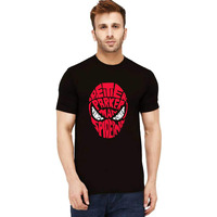 Uniplanet Store Mens Cotton T Shirt With Spiderman Theme Round Neck Half Sleeves Graphic Printed Pattern Regular Fit And Standard Length Black