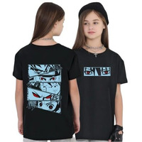 Uniplanet Store Cotton Half Sleeve Regular Fit Black Anime Story Girls T Shirt Back Printed| Girls T Shirt For11-12 Years