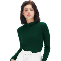 Fabricorn Womens Full Sleeve Turtleneck T-Shirt (Bottle Green, Small)