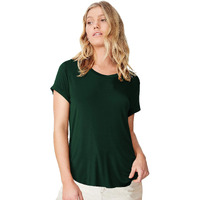 Fabricorn Plain Bottle Green High Low Hem Cotton Tshirt For Women (Bottle Green, Small)