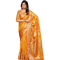 Madhuhansh Organza Silk Patola Saree With Unstitched Blouse Piece - 6 Yards Premium Quality Silk Fabric Traditional Printed Design Perfect For Festive Wear And Weddings