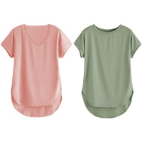 Fabricorn Combo Of Two Womens Up Down T-Shirts (Dustyrose And Sage Green, Medium)