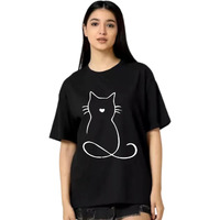 Uniplanet Store Womens Cotton Blend T Shirt With Graphic Pattern Round Neck Half Sleeves Regular Fit And Standard Length