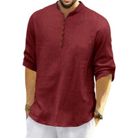 Macsivo Mens Cotton Full Sleeve Short Kurta (Small, Maroon)