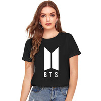 Uniplanet Store Woman Bts Black Regular Fit Half Sleeve T Shirt | 100% Cotton M Size