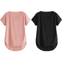 Fabricorn Combo Of Plain Dusty Rose And Black V- Neck Up And Down Cotton Tshirt For Women (Dusty Rose And Black, 3X-Large)