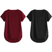 Fabricorn Combo Of Plain Maroon And Black V- Neck Up And Down Cotton Tshirt For Women (Maroon And Black, 3X-Large)