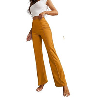 Royalica Womens Slim Fit High-Waisted Pant Bell Bottom Trendy Retro-Chic Trousers - Perfect For Every Occasion (2Xl, Golden Yellow)