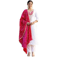 Navlik Womens Bsy Viscose Embroidered Straight Kurta With Pant And Dupatta Sets (Nk-628-White-M)