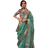 Madhuhansh Womens Soft Linen Saree With Unstitched Multicolor Paisley Blouse Piece Saree With Satin Border Comfortable Skin Friendly Ethnic Wear For Daily And Festive Use (Multicolor 5)