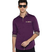 Indoprimo Mens Stylish Solid Satin Casual Shirt For Men Full Sleeve Wine