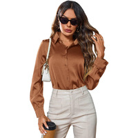 Indoprimo Womens Solid Satin Casual Shirt | Stylish Western Long Sleeve Shirt For Women