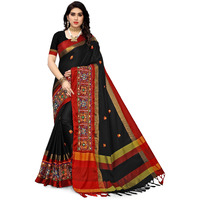 Serona Fabrics Womens Banarasi Cotton Silk Embroidered Work Saree With Blouse Piece