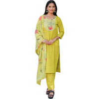 Naixa Womens Rayon Embroidered Straight Kurta With Pant And Dupatta Sets (Nx-712-Liril-L)