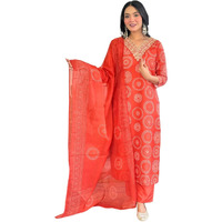 Naixa Womens Rayon Embroidered Straight Kurta With Pant And Dupatta Sets (Nx-732-Orange-3Xl)