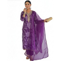 Naixa Womens Purple Rayon Embroidered Straight Kurta With Rayon Pant And Organza Laced Dupatta Sets (Nx-713-Purple-5Xl)