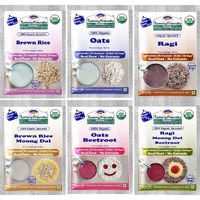 TummyFriendly Foods USDA Certified Stage1, Stage2 Porridge Mixes - Trial Packs | Organic Baby Food for 6 Months Old Baby |6 Packs, 50g Each Cereal (300 g, Pack of 6, 8+ Months)