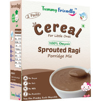 TummyFriendly Foods USDA Certified Organic Sprouted Ragi Porridge Mix , Made of Organic Sprouted Ragi for Baby, Rich in Calcium, Iron, Fibre & Micro-Nutrients ,200g Each, 2 Packs Cereal (400 g, Pack of 2, 6+ Months)