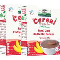 TummyFriendly Foods USDA Certified 100% Organic Sprouted Ragi, Oats, Red Lentil, Banana Porridge Mix , Made of Sprouted Whole Grain Ragi, Oats , Rich in Calcium, Iron, Fibre & Micro-Nutrients ,200g Each, 2Packs Cereal (400 g, Pack of 2, 8+ Months)