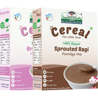 TummyFriendly Foods USDA Certified Stage1 Porridge Mixes | Organic Baby Food for 6 Months Old Baby | Ragi, Brown Rice - 2 Packs, 200g Each Cereal (400 g, Pack of 2, 6+ Months)