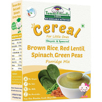 TummyFriendly Foods Certified USDA Organic Sprouted Brown Rice, Red Lentil, Spinach, Green Peas Porridge Mix | Excellent Weight Gain Baby Food| Made of Sprouted Brown Rice | 200g Cereal (200 g, 24+ Months)