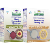 TummyFriendly Foods USDA Certified Stage2 Porridge Mixes | Organic Baby Food for 6 Months Old Baby | Ragi, Brown Rice - 2 Packs, 200g Each Cereal (400 g, Pack of 2, 6+ Months)