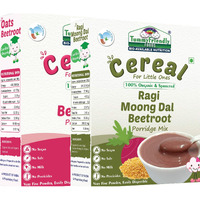TummyFriendly Foods USDA Certified 100% Organic Oats, Beetroot and Organic Sprouted Ragi, MoongDal, Beetroot Porridge Mixes , Made of Organic Oats & Organic Sprouted Ragi for Baby, Rich in Beta-Glucan, Calcium, Iron, Protein, Fibre & Micro-Nutrients ,200g Each, 2 Packs Cereal (400 g, Pack of 2, 6+ Months)