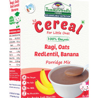 TummyFriendly Foods USDA Certified 100% Organic Sprouted Ragi, Oats, Red Lentil, Banana Porridge Mix | Made of Sprouted Whole Grain Ragi, Oats | Rich in Calcium, Iron, Fibre & Micro-Nutrients |200g Cereal (200 g, 24+ Months)