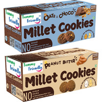 TummyFriendly Foods Ragi Millet Cookies-OatsChoco, Peanut. Healthy Biscuits for Kids, Babie & Adults Cookies Biscuit (2 x 75 g)