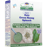 TummyFriendly Foods USDA Certified Organic Oats, Green Moong, Spinach Porridge Mix | Organic Baby Food for 8 Months Old | Made of Sprouted Whole Green Moong | Rich in Iron, Protein & Micro-Nutrients | 200g Cereal (200 g, 8+ Months)