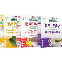 TummyFriendly Foods Certified USDA Organic Stage3 Sprouted Porridge Mixes Combo Pack | Organic Baby Food for 8 Months Old | Sprouted Ragi, Brown Rice, Oats, Sathu Maavu, Pulses, Vegetables & Fruit | 200g Each, Cereal (600 g, Pack of 3, 8+ Months)