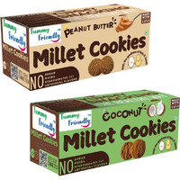 TummyFriendly Foods Ragi Millet Cookies-Coconut, Peanut. Healthy Biscuits for Kids, Babies & Adults Cookies Biscuit (2 x 75 g)