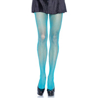 Leg Avenue Women's Nylon Fishnet Tights, Neon Blue, One Size