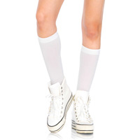 Leg Avenue Women's Nylon Knee High Socks, White, One Size