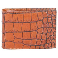 Scully Wallets Mens Dark Brn Croco Leather Removable ID Slim Billfold