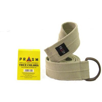 Prasm Mens Womens D-ring Canvas Solid Color Web Belt (Khaki, B: 53" Length)