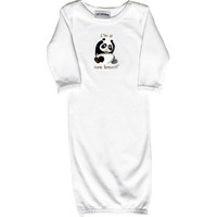 Lil' Cub Hub Baby Long Sleeve Gown Panda 0-3 White