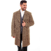 Scully Western Coat Mens Herringbone Frock Button 42 Brown 521129