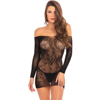 Rene Rofe Open Season Off Shoulder Dress (Black, Small/Medium)
