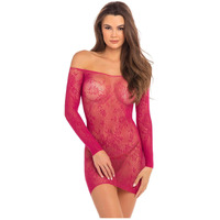 ene ROFE Open Season Off Shoulder Dress Sangria Red (Small/Medium)