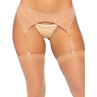 Leg Avenue-Women's Sparkling Rhinestone Garter Belt Sexy-Lingerie Bottoms, Nude, O/S