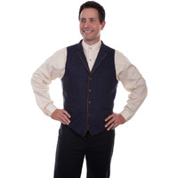 Scully Western Vest Mens Solid Old West Button 3X Blue F0_RW313