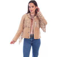 Scully Women's Suede Snap Fringe Jacket Tan X-Large