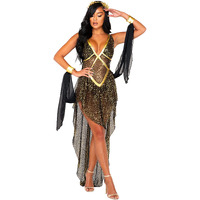 Roma Costume Women's 1pc Glamorous Goddess Costume, Black/Gold, Small