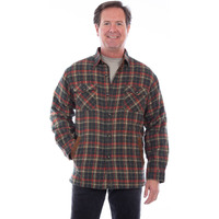 Scully Western Jacket Mens Flannel Sherpa Lined L Forest F0_5291