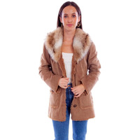 Scully Western Jacket Womens Lined Faux Fur Collar XL Tan F0_8062