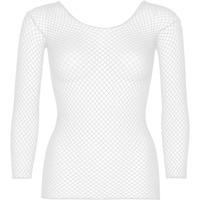 Leg Avenue womens Long Sleeved Industrial Fishnet Shirt blouses, White, One Size US